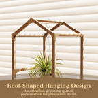 Bamworld Tall Plant Stand Indoor Outdoor Corner Plant Shelf Hanging Plant Holder Wood Flower Stand Plant Decor for Living Room Garden Balcony Patio