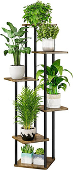 AZERPIAN Plant Stand 6 Tier Indoor Metal Flower Shelf for Multiple Plants Corner Tall Flower Holders for Patio Garden Living Room Balcony Bedroom, Black