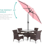 Best Choice Products 7.5ft Heavy-Duty Round Outdoor Market Table Patio Umbrella w/Steel Pole, Push Button Tilt, Easy Crank Lift - Carnation