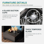 8 Piece Patio Furniture Set with Fire Pit Table, Rattan Outdoor Sectional Sofa, Durable Conversation Set for Backyard, Garden, Deck (Coffee/Peacock Blue)