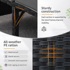Valita 3-Piece Outdoor PE Rattan Furniture Set Patio Black Wicker Conversation Loveseat Sofa Sectional Couch Gray Cushion