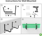 HFHOME 2PCS Adjustable Planter Box Brackets, Brackets for Window Boxes Planters Hanging Flower Box Holders, Wall Mount Holder for Windowsills, Garden, Fences, and Balcony - Black (Patent Registered)