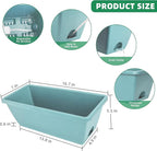 Window Box Planter, 12 Pack Plastic Vegetable Flower Planters Boxes 17 Inches Rectangular Flower Pots with Saucers for Indoor Outdoor Garden, Patio, Home Decor (Brick RED) (Sky Blue)