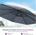 PURPLE LEAF 11 Feet Patio Umbrella with Base Outdoor Cantilever Round Umbrella Aluminum Offset Umbrella with 360-degree Rotation for Garden Deck Pool Patio Light Grey