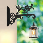 Elegant Bird Pattern Wall Hooks - 10/12/14 Inch Metal Plant Hangers for Indoor & Outdoor - Rust-Resistant Bracket for Plants, Feeders, Chimes, Lanterns (4, Black, 14 inch)