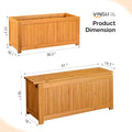 Bench with Planter Boxes, 68-Inch Carbonized Wood Outdoor Porch Seat
