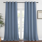 NICETOWN Blackout Stone Blue Curtains for Living Room - Grommet Energy Saving Thermal Drapes Sound Reducing Heat Blocking Window Treatments for Living Room (1 Panel, W52 x L90)