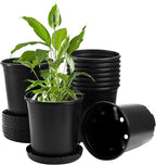 Fasmov 10PCS 1 Gallon Durable Nursery Pot Garden Flower Pots Nursery Plant Container Kit with 10 Pcs Matching Pallets, Black