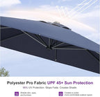 PURPLE LEAF 10'×10' Patio Umbrella with Base and Cover Outdoor Umbrella Large Cantilever Umbrella Windproof Offset Heavy Duty Sun for Garden Deck Pool Patio Navy Blue