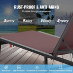 VEVOR Chaise Lounge Chair Outdoor, Aluminum Patio Lounge Chairs with Adjustable 5-Position, Folding Pool Chair Recliner and Full Flat Tanning Chairs for Patio, Beach, Pool, Brown