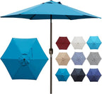Blissun 7.5 ft Patio Umbrella, Yard Umbrella, Outdoor Market Umbrella with Push Button Tilt Crank (Cerulean)