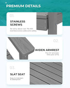 SERWALL Modern Patio Dining Set, 5-Piece Rectangular HDPE Dining Table with Umbrella Hole & 4 Chairs, Grey