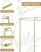5-Pack Heavy Duty Plant Support Stakes, Metal Plant Ring Cages for Indoor Outdoor Plants, Adjustable Garden Stakes for Peonies, Monstera, Pothos, Hydrangea, Vines & Potted Plant (6" W x 11" H)