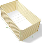 Land Guard 8×4×2ft Galvanized Raised Garden Bed, Planter Boxes Outdoor, Raised Garden Beds Outdoor for Vegetables, Flowers, Herbs, 479 Gallons, Cream Yellow…