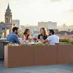Rectangular Planter Box with Removable Insert Shelf - 32x12x24 Inches Large Size Planters for Patio, Yard, Terracotta