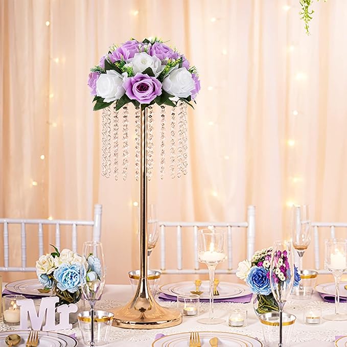 Artificial Flower Balls in Lilac and White Silk Roses for Centerpieces