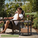 Outdoor Side Table, Adirondack Outdoor Patio Table, Bamboo Small Patio End Tables for Pool, Porch, Backyard, Bathroom and Indoor. Weather Resistant