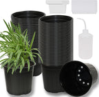 60-Pack 2 Gallon Flexible Plastic Plant Pots with 50Pcs Plant Labels,Thickened Soft Seed Starting Container for Indoor Outdoor Plants, Seedlings, Vegetables, Succulents and Cuttings