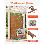 VEVOR Metal Privacy Screen, 47" W x 76" H, Outdoor Privacy Screens 3-Panel, Freestanding Outdoor Divider with Stand, Decorative Garden Steel Privacy Fence for Balcony Patio Indoor Room Hot Tub Brown