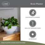 Classic Home and Garden Rosie Modern Planter w/Drainage - Contemporary Planter Bowls - Shallow Round Vases for Small Plants - Versatile Indoor & Outdoor Pots (10” Indigo Speckle)