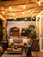 50FT(2x25FT) Outdoor String Lights, Patio Lights with 20+2 LED Dimmable Waterproof ST38 Vintage Shatterproof Bulb for Bistro Cafe Fence, Brown