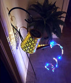 2 Pack Solar Watering Can Lights with Shepherd Hook, 8 Multi-Color Changing Modes, IP65 Waterproof, 60pcs String Lights for Outdoor Garden Pathway Lawn Patio Deck Walkway Courtyard