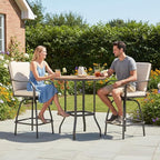 Patio Swivel Bar Stools Set of 2, Outdoor Bar Height Swivel Chairs with Cushions for Garden Balcony Backyard, Beige