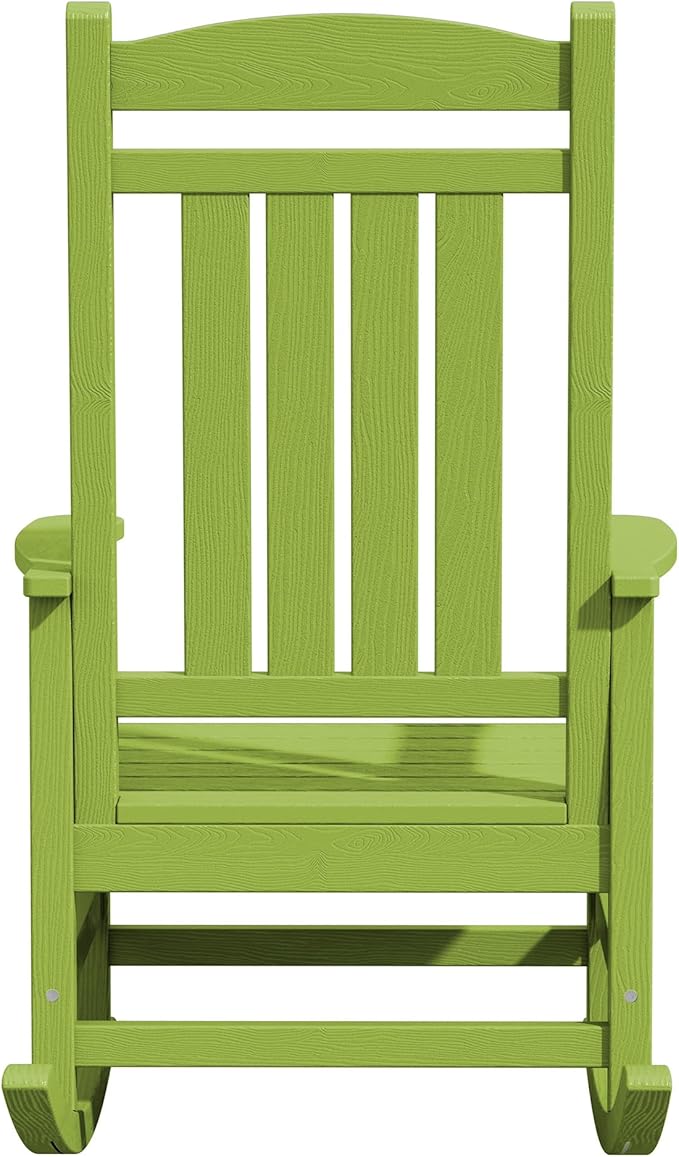 KINGYES HDPE Outdoor Rocking Chair Set of 4, All-Weather Poly Patio Rocking Chairs with 330lbs Support for Adults, Pistachio Green