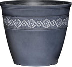 Classic Home and Garden Corinthian Resin Planter Pot - Outdoor & Indoor Plant Pot - Round Planter for Plants & Flowers (10" Storm Gray, Pack of 1)