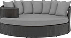 Modway Sojourn Wicker Rattan Outdoor Patio Sunbrella Fabric Daybed in Canvas Gray