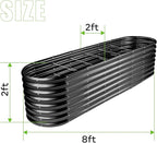 Land Guard 8×2×2ft Galvanized Raised Garden Bed Kit, Raised Garden Boxes Outdoor, Oval Metal Raised Garden Beds for Vegetables, Gray