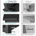 ZHUSI Patio Table and Chairs Set, Outdoor Table and Chairs,HDPE Outdoor Dining Set with Umbrella Hole for Backyard, Poolside, Porch (Black, 7 PC)