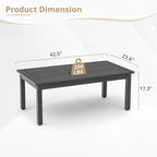 LUE BONA Outdoor Coffee Table Rectangle, 42.5" HDPS Patio Coffee Tables for Outside, All Weather Patio Coffee Table with Slatted Tabletop for Deck, Garden, Balcony, Indoor or Outdoor Use, Dark Gray