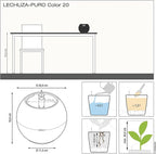 Lechuza Puro Color 20 Slate, Self-Watering Small Indoor Planter, D7.9 H6.3 in