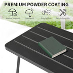 VINGLI Small Steel Outdoor Patio Coffee Table, Weather Resistant Metal Outdoor Large Side Table for Patio Balcony Porch and Living Room, Rectangle, Black (Rectangle)