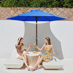 JEAREY 7.5FT Patio Umbrella Outdoor Market Umbrella with 6 Sturdy Ribs, Push Button Tilt/Crank Table Umbrella for Garden, Deck, Backyard and Pool, Royal Blue