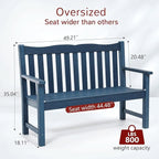 Stoog 4-Piece Patio Furniture Set, All-Weather HIPS Outdoor Dining Set, Includes 1 Bench, 2 Chairs, 1 Coffee Table, Blue