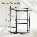 Bamworld Plant Shelf Indoor 55" Tall Bamboo Plant Shelves 5 Tier Hanging Plant Stand Large Ladder Shelf Flower Stand Plant Holder Plant Rack for Garden Balcony Home Decor Living Room Bedroom Black