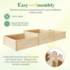 AMERLIFE 2 Tier Raised Garden Bed, Mortise & Tenon Structure 23 Inch Depth Fir Wood Planter Box, 3-Section with Open Base, Ideal for Vegetables, Flowers, Herbs in Backyard/Garden/Patio, 142x49x24 in