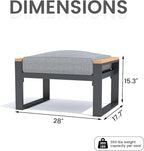 Sundale Outdoor 2 Pieces Aluminum Patio Ottoman, Outdoor Footstool with Sandwich Foam Cushions, Olefin Fabric, Small Metal Outdoor Chairs for Deck, Backyard, Porch (Grey)