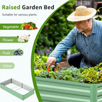 DoCred 3 in 1 Raised Garden Bed with 87in Tall Arch Trellis for Climbing Plants, Galvanized Planter Garden Box Outdoor for Gardening, Climbing Vegetables, Flower, Green