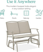 Best Choice Products 2-Person Outdoor Patio Swing Glider Steel Bench Loveseat Rocker for Deck, Porch w/Textilene Fabric, Steel Frame - Taupe