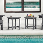 LUE BONA Outdoor Side Table Set of 2, HDPS Small Outdoor Table, Adirondack Side Table, Outside End Table for Patio, Deck, Pool, Weather Resistant/Easy Maintenance, Dark Gray