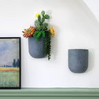 LA JOLIE MUSE Wall Hanging Planters for Indoor Plants，Hanging Flower Pots for Air Plants Succulent, Set of 2, 5.7L*4.1W*7H, Weathered Gray