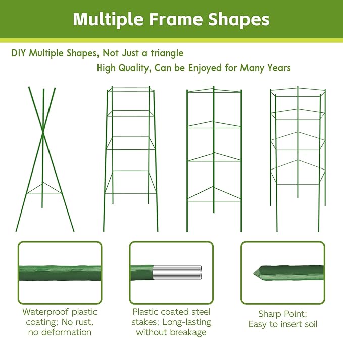 Riare 8 Pack 4 FT Tomato Cages for Garden- 48inches Heavy Duty Garden Stakes, Adjustable Tall Tomato Plant Support Tomato Trellis Cage for Pots, Raised Garden Bed, Climbing Vegetables Plants Flowers
