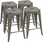 Devoko Metal Bar Stools 24" Indoor Outdoor Stackable Barstools Modern Style Industrial Vintage Counter Bar Stools Set of 4 (24 inch, Gun)