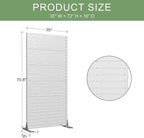 Casaphoria Metal Privacy Screen Outdoor, 72" H x 35" W Freestanding Decorative Privacy Screen for Patio Deck Balcony Garden with Stable Base, White-Louvered