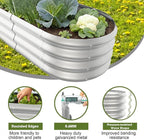 4x2x1ft Oval Galvanized Raised Garden Bed Outdoor 9-in-1 Large Metal Modular Planter Box Raised Beds for Gardening,Vegetables,Fruits,Flowers & Herbs (Silver)