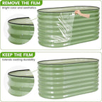 Galvanized Raised Garden Bed Outdoor 24'' Deep | Oval Metal Garden Beds with Easy Assembly & Planter Box for Planting Deep Root Vegetables Fruits Flowers, 4x2x2ft OliveGreen 2Pcs