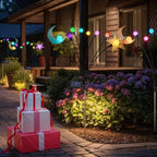 TAKE ME Solar Firefly Lights Outdoor Moon Star Sun Projection Stake Lights - Waterproof Solar Powered Garden Lights for Pathway, Yard, Patio Decor Color Changing